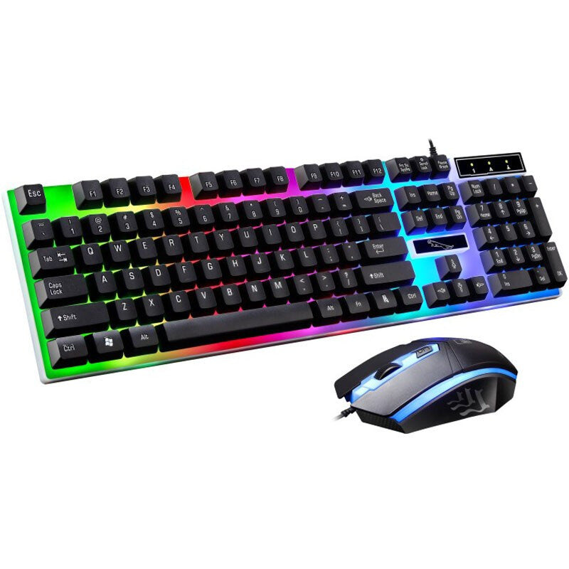 Chasing The Light Leopard G21 Wired Usb Luminous Keyboard Mouse Set Computer Mechanical Feel Backlit Keyboard Mouse Set Wholesale