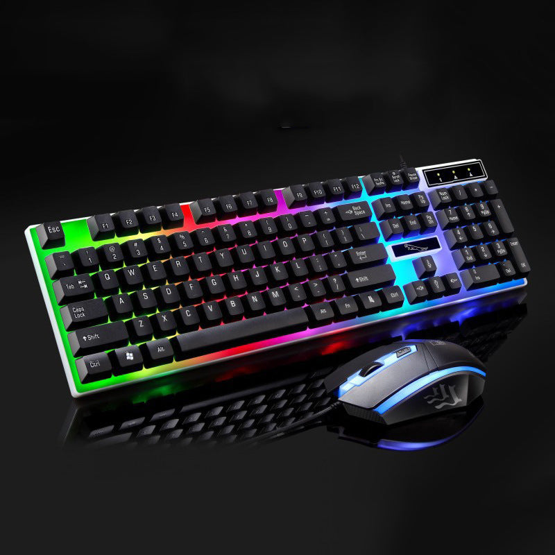 Chasing The Light Leopard G21 Wired Usb Luminous Keyboard Mouse Set Computer Mechanical Feel Backlit Keyboard Mouse Set Wholesale