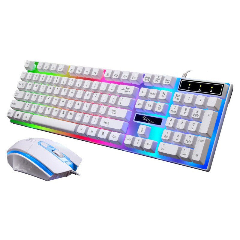 Chasing The Light Leopard G21 Wired Usb Luminous Keyboard Mouse Set Computer Mechanical Feel Backlit Keyboard Mouse Set Wholesale