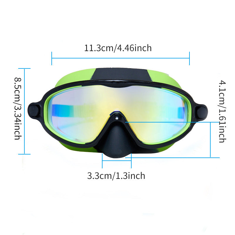Children&#039;s Swimming Goggles With Nose Mask To Prevent Choking, Large Frame, Wide Field Of View, Diving Mask, Anti-Fog Swimming Goggles