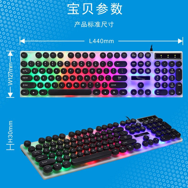 Chasing The Light Leopard G21 Wired Usb Luminous Keyboard Mouse Set Computer Mechanical Feel Backlit Keyboard Mouse Set Wholesale